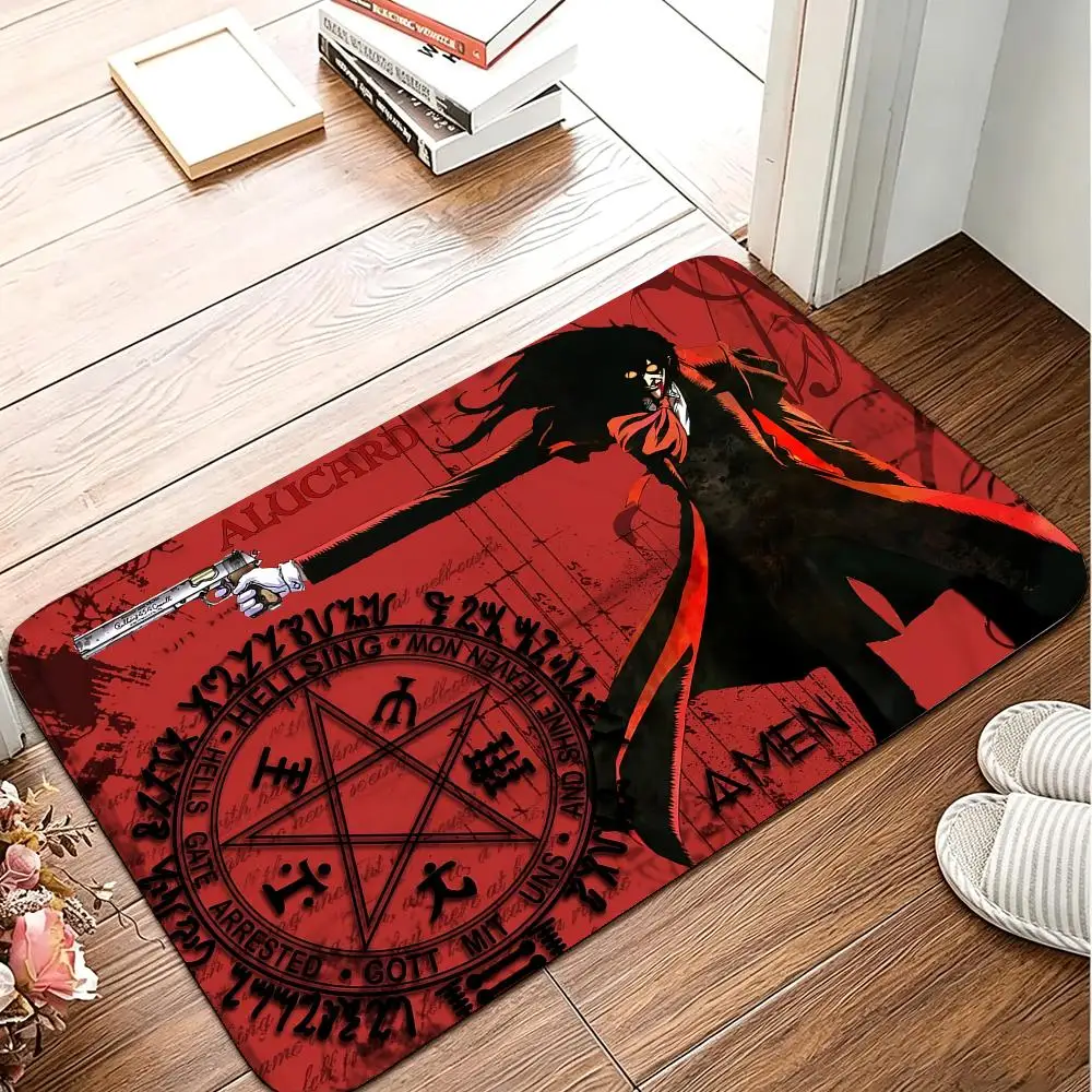 Alucard Hellsing Anime Floor Mat Flannel Rug Soft Non Slip Washable Door Mat For Bathroom Bedroom Kitchen Home Decor