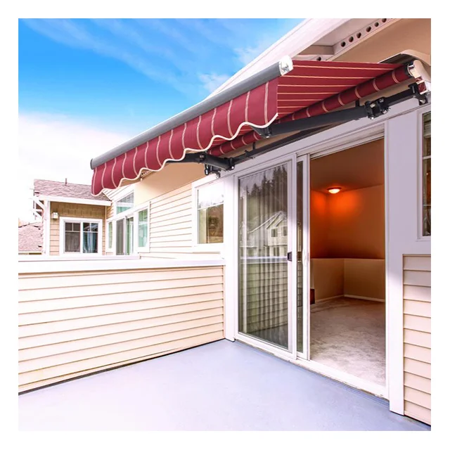 

Manual Electric Retractable 5m Aluminum Alloy Door Awning Coated Polyester Sunshade Canopy For Outdoor Pergola Patio Terraces