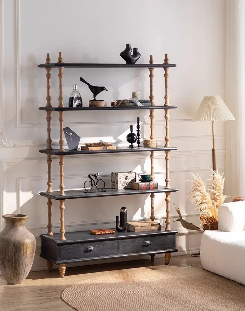 Y Medieval style home display cabinet living room solid wood bookshelf display shelf