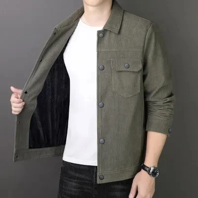 Men's Business Casual Jacket Spring and Autumn Outdoor Multi Pocket Collar Pure Cotton Coat Black Khaki Men's Clothing M-6XL