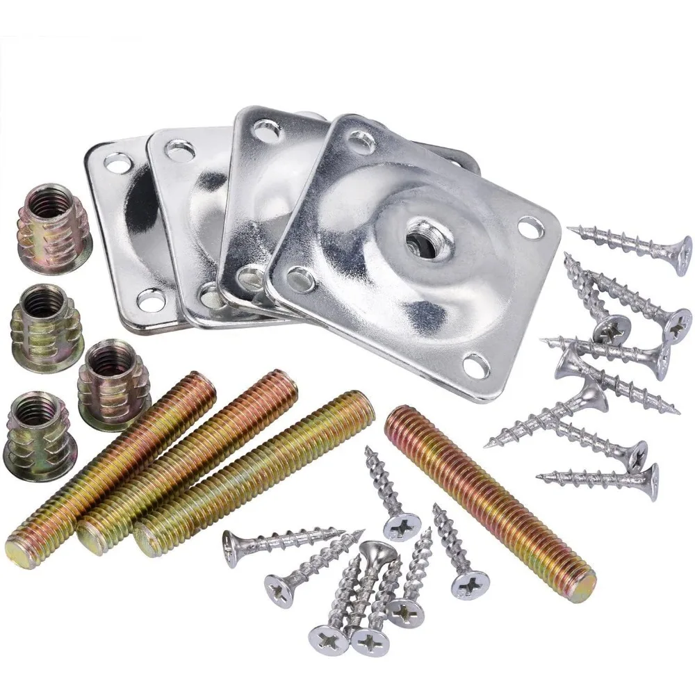 

4PCS Leg Mounting Plates with Screws for Sofa Couches Tables Furniture Legs Brackets Hardware Attachment Plates Brackets M8 T-Pl