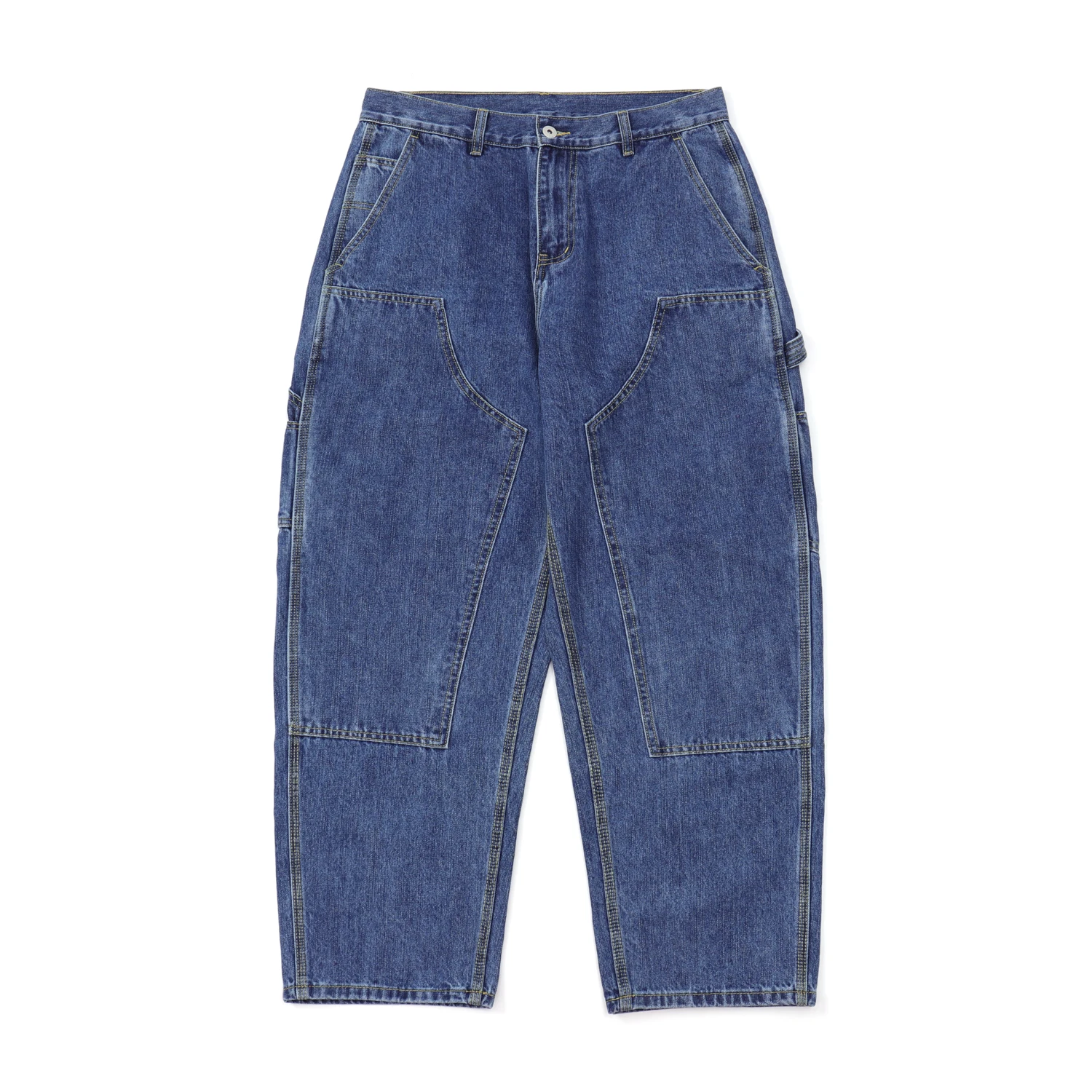 12oz 98% Slub Cotton Japanese Workwear Style 26SS Retro B01 Logger Loose Slight-Taper Straight Washed Men's Denim Jeans (Unisex)