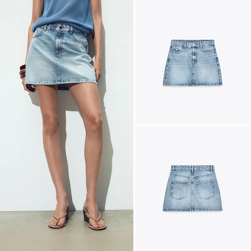 

Моющаяся джинсовая юбка с завышенной талией, женское новое поступление, лето 2021, уличная цветная юбка, другие материалы 00%