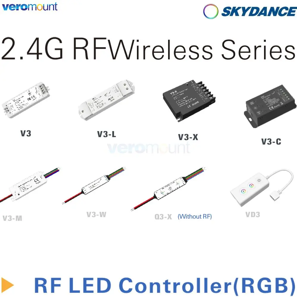

Skydance 3CH DC5-24V Constant Voltage RGB LED Strip Controller V3 V3-L V3-X V3-C V3-WPM VB3 VD3 V3-M V3-W 2.4G RF Remote Control