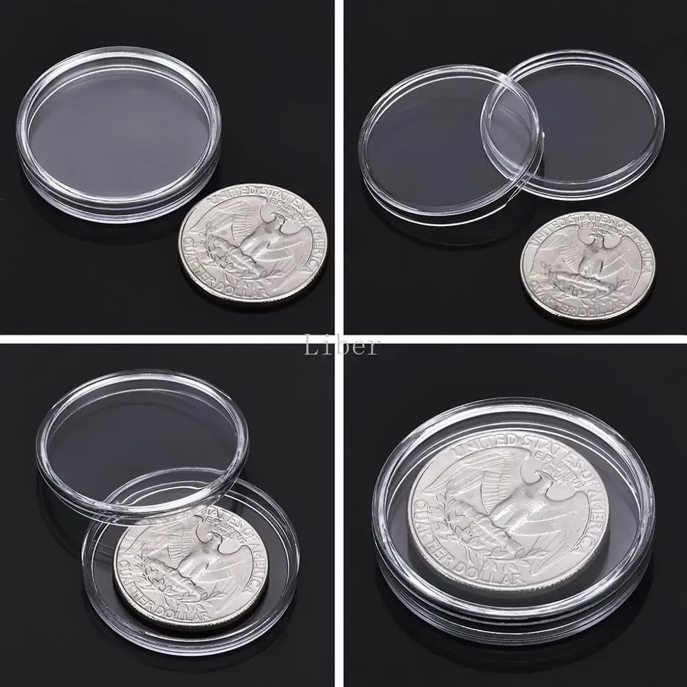 100Pcs Clear Coin Capsule Holder Case 27/30mm Transparent Commemorative Collectable Coin Storage Box Collection Supplies