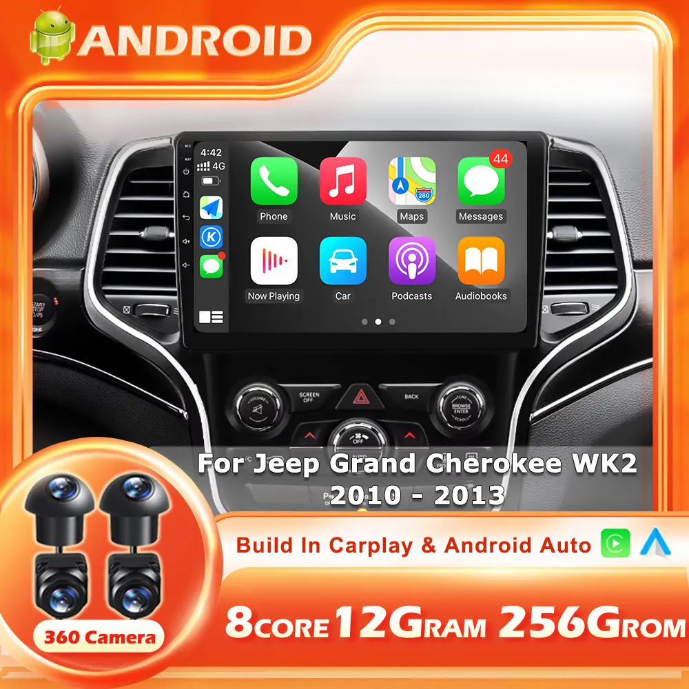 Android 16 Auto For Jeep Grand Cherokee WK2 2014-2022 Car Radio Multimedia Stereo Video Player Navigation Wireless Carplay Tools