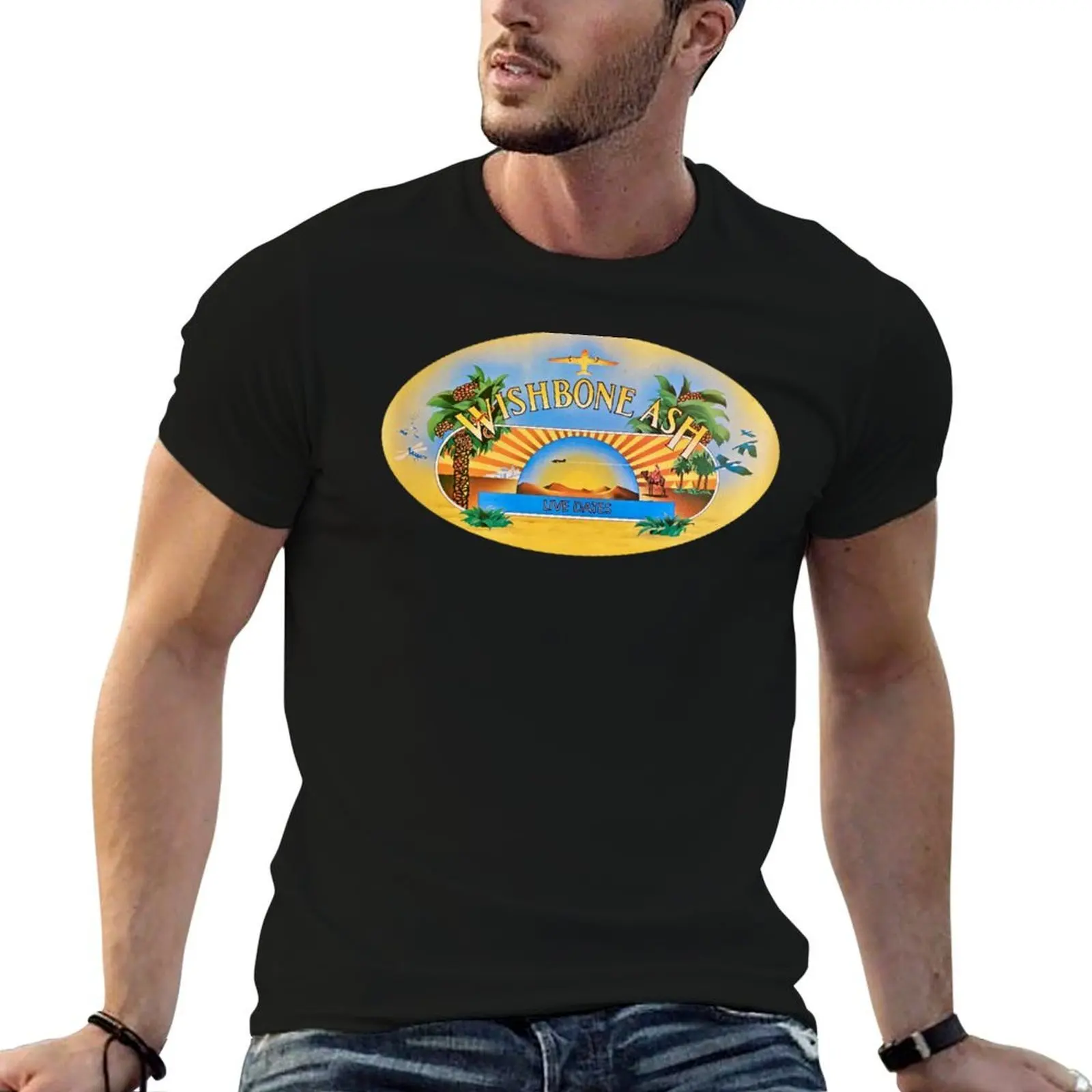 

Wishbone Ash Live Dates 73 T-Shirt t shirt man plain t shirt men 100% cotton luxury brand T-Shirt