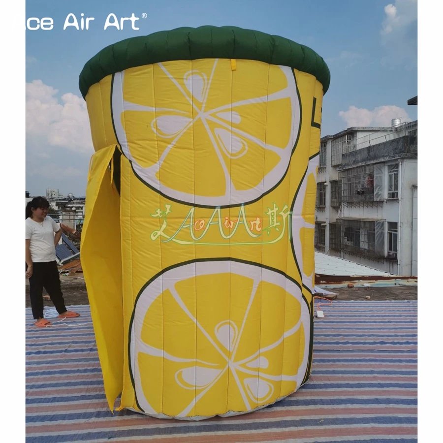 Popular 2m Diameter Inflatable Lemonade Sale Stand Booth Food Shop Concession Lemon DRINK Stall Kiosk For Promotion