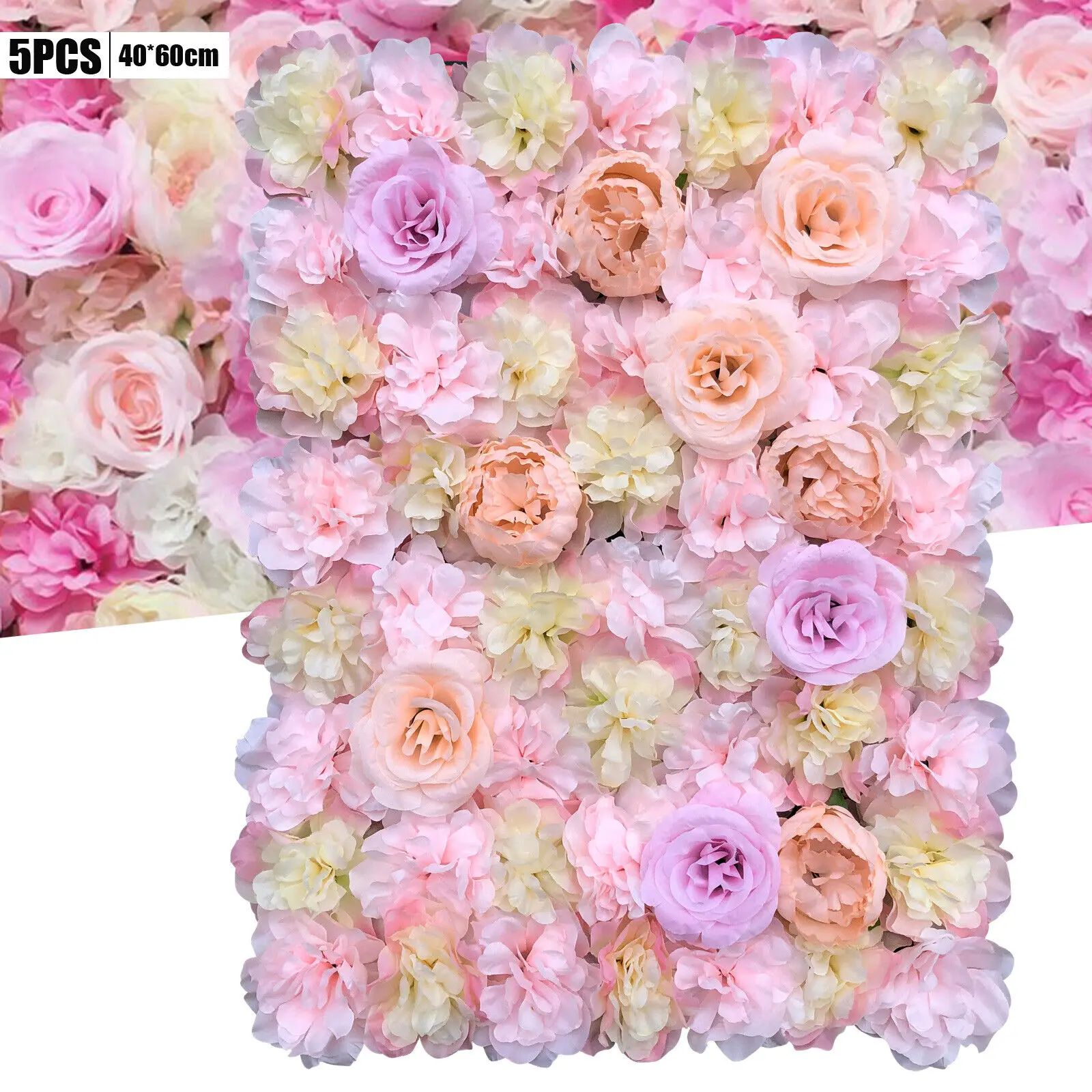 5Pc Flower Wall Artificial Floral Background Wall Panels Wedding Party Decor New