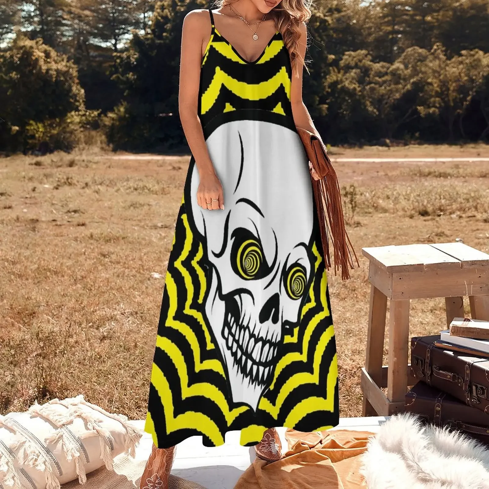 Skulls, Hypnotic Skull #4 Sleeveless Dress women's luxury party dress dresses for women 2025