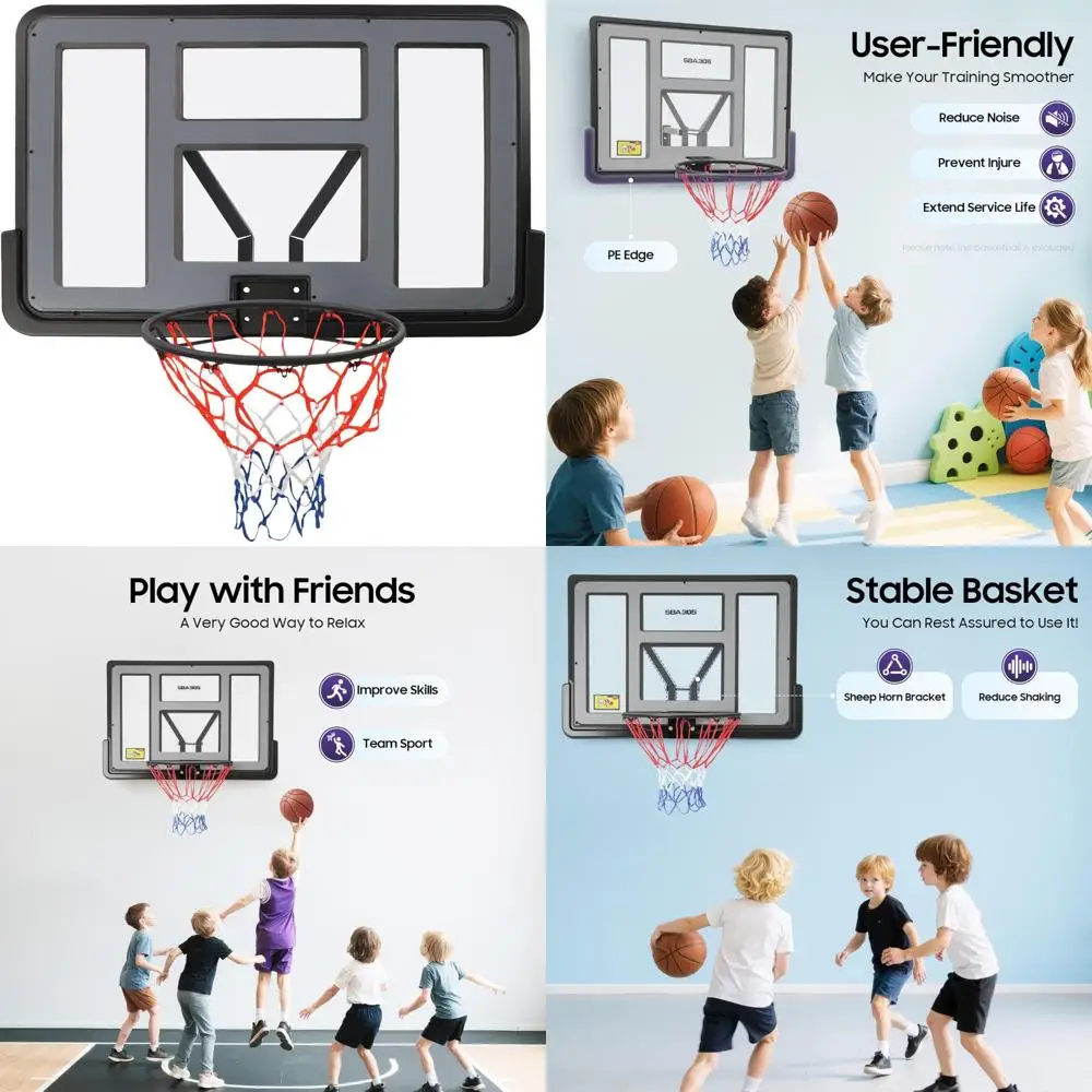 

indoor/outdoor pole-mounted basketball hoop combo with 44" backboard and rim for pet-friendly play