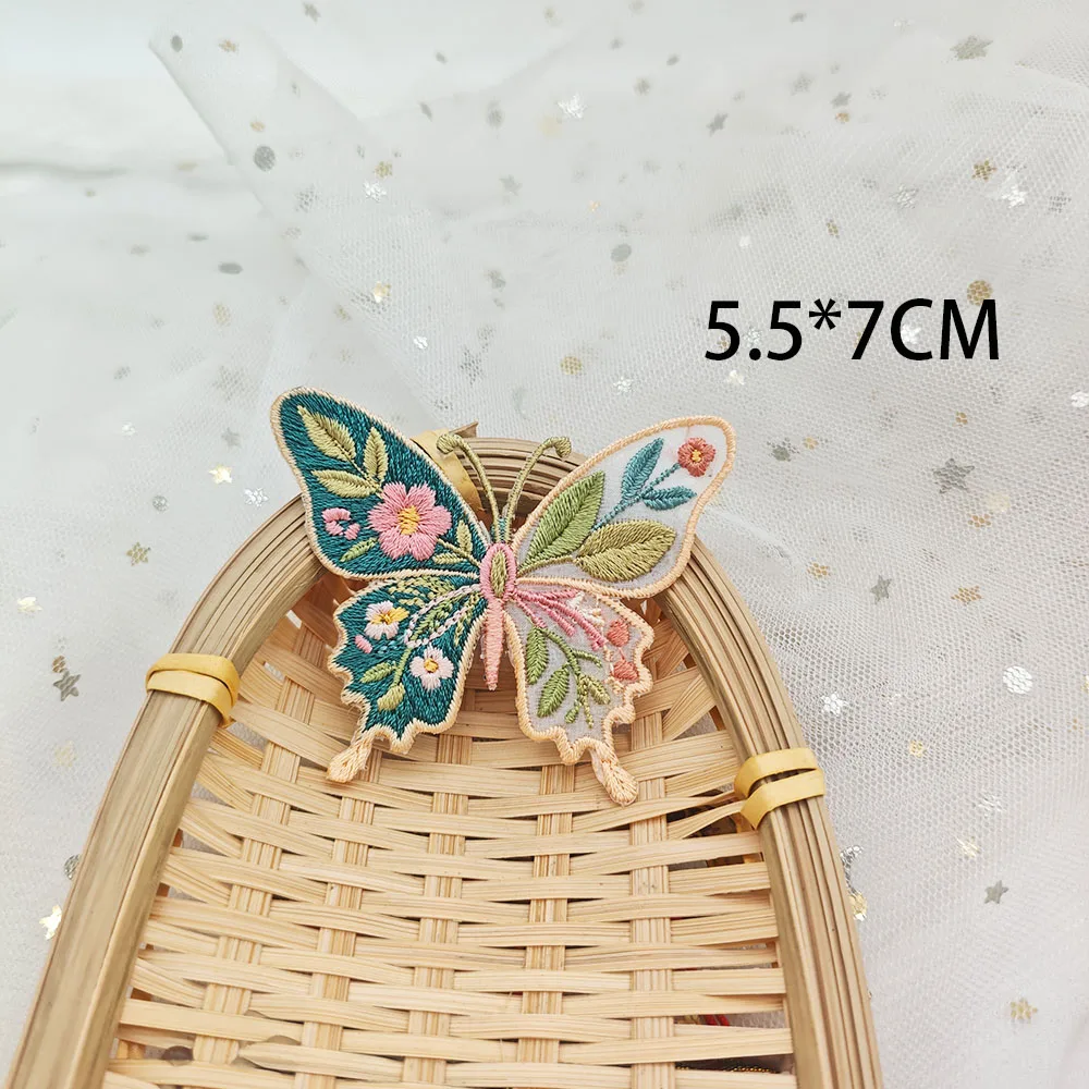 Vintage-Blumen-Schmetterlings-Stickerei zum Aufbügeln, niedliche Wärmeübertragungsapplikation für DIY-Kleidung, Jacken, Dekoration, einfach anzubringen. – Detail 23