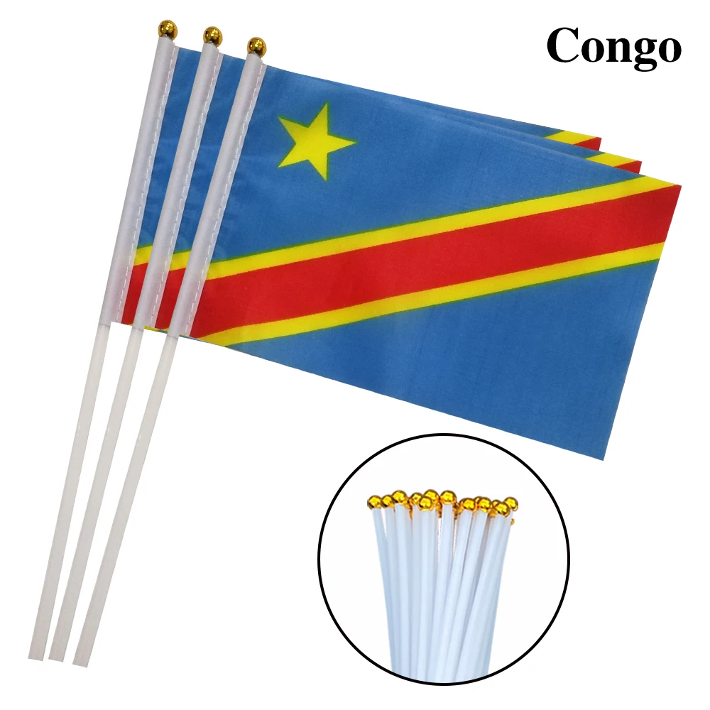 

EOODLOVE 10/20/50 pieces 14 * 21cm Congo hand-held plastic stick flag outdoor celebration event Congo small flag