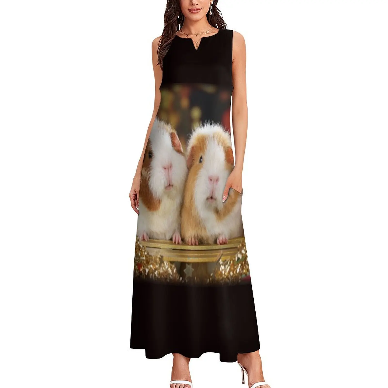 Two guinea pigs wish Merry Christmas Long Dress summer dress women 2025 Women's summer suit festival outfit women