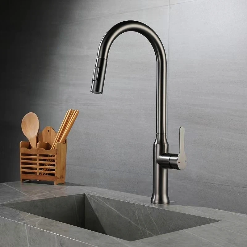 

Kitchen Mixer Faucet 201 Stainless Steel Material 60 Cm Hose Pull Down Hot And Cold Mixer Sink Faucet Double Function Mode