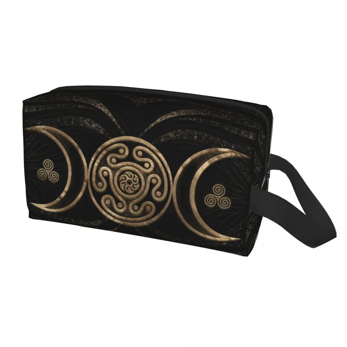 Hecate Wheel Triple Moon Goddess Cosmetic Bag Women Capacity Goth Pentagram Witch Witchcraft Makeup Case Storage Toiletry Bags