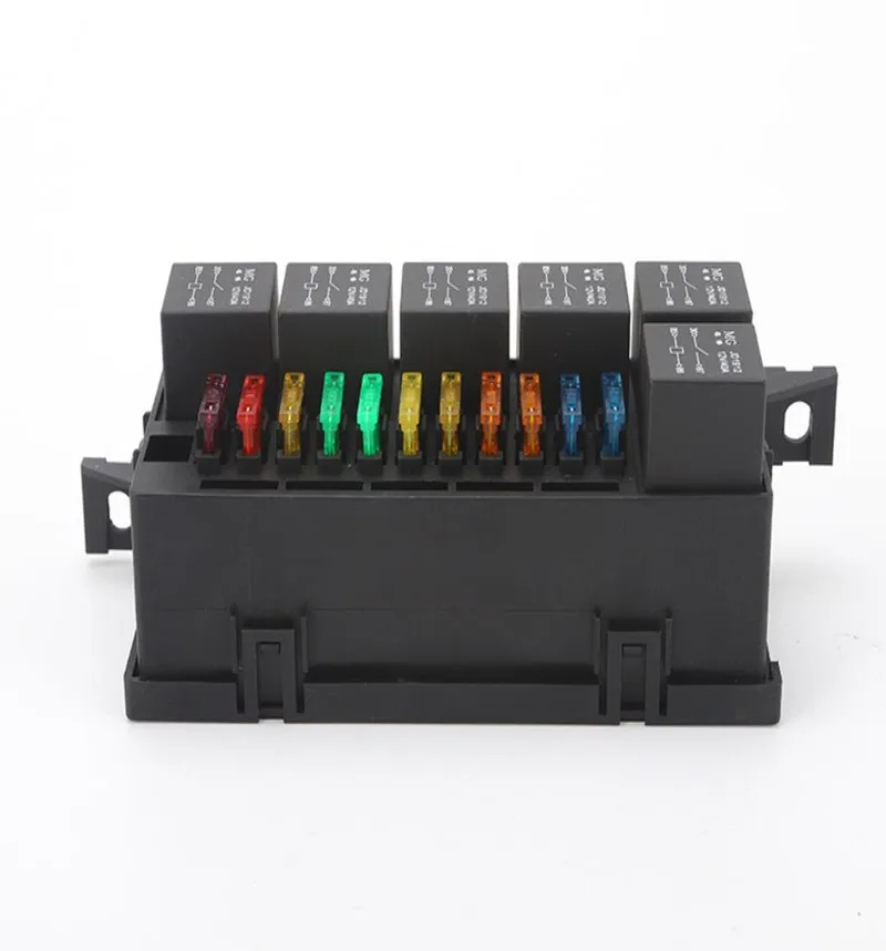 11 way Blade Fuse Holder Box with Spade Terminals and Fuse 5pin/ 4Pin 12V 40A Relays for Car Truck Trailer and Boat