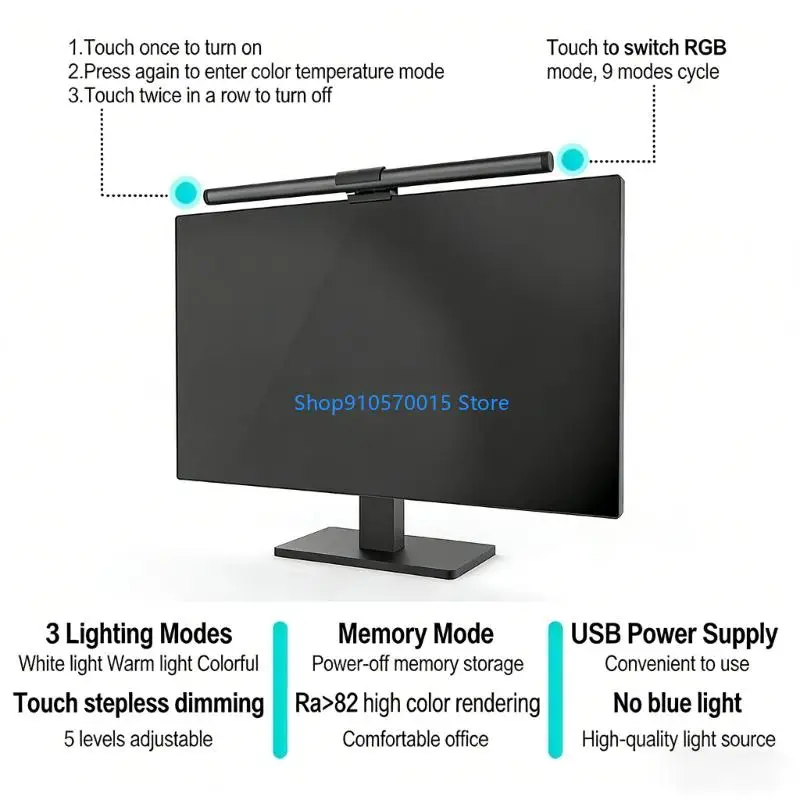 B95C LED Computer Monitor Lamp Light Bar Hanging Table Lamp Touchable Control