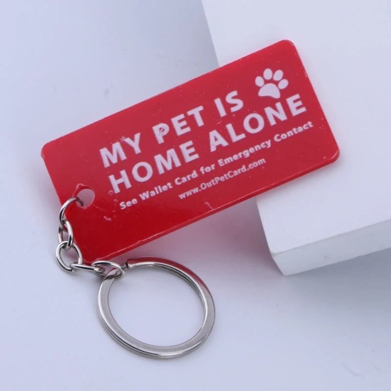 Dog are Home Alone Alert Emergency Card & Key Tags with Emergency Contact Call Cards Pet Emergency Contact Keychain