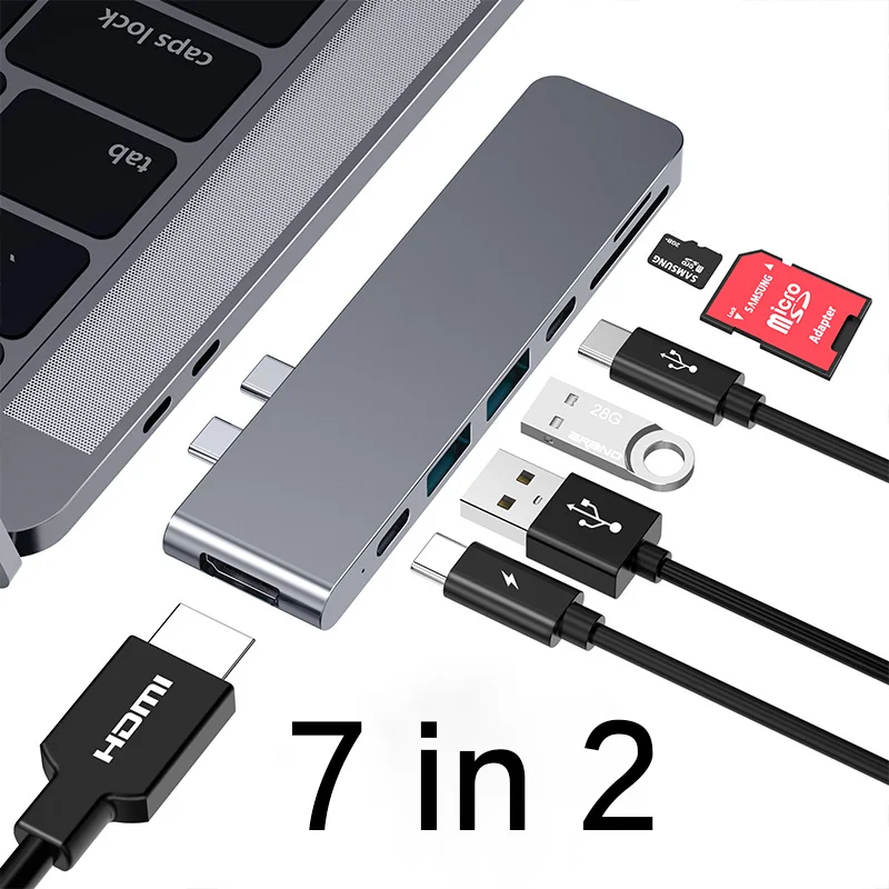 KSTOP USB C Docking Station For Type C To HDMI-Compatible 4K 30Hz PD100W Dock For Macbook Air Pro TF SD Multi Converter PC HUB