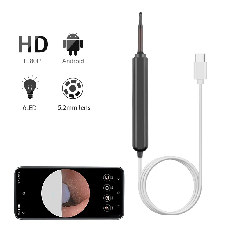 

Smart Visual Ear Cleaner HD Ear Sticks Otoscope USB C Charging Endoscope Wax Removal Tool MIni Camera For Android PC