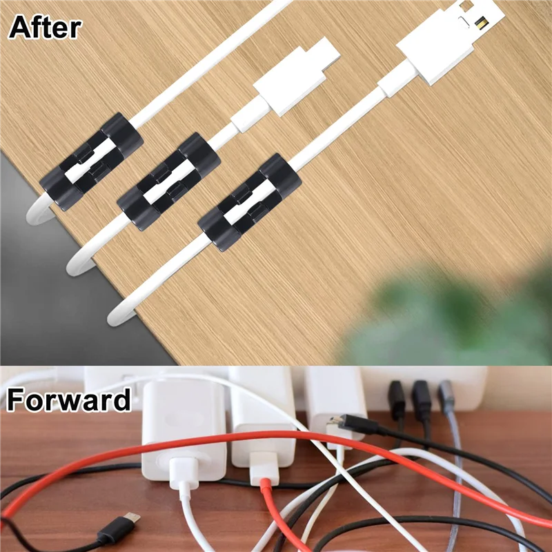 ABLL-20Pcs/Lot Wire Fixing Clamp Clip Desktop Wire Clear Up Clips Holder Clamps Cable Clip Device USB Cord Clips Holder Organise