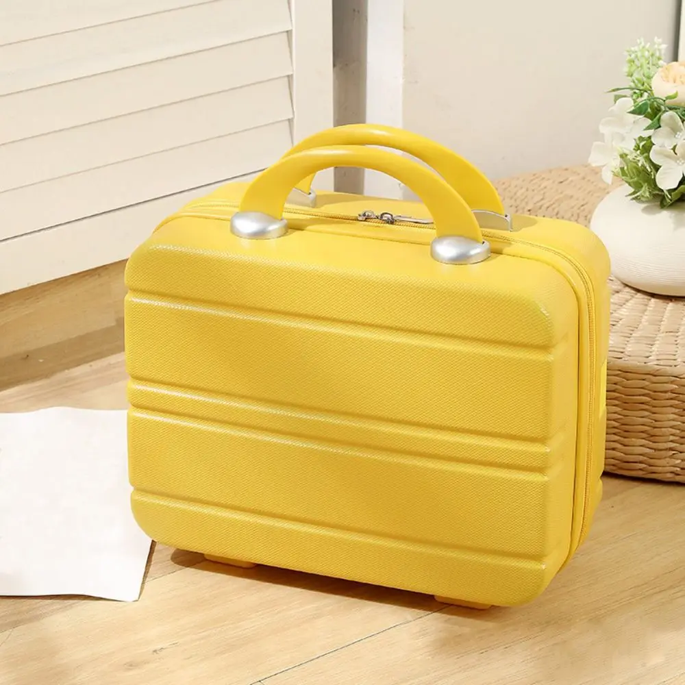 New Plastic Travel Makeup Case Hard Shell Portable Handle Cosmetic Bag Suitcase Style Interior Mesh Pocket Toiletry Organizer