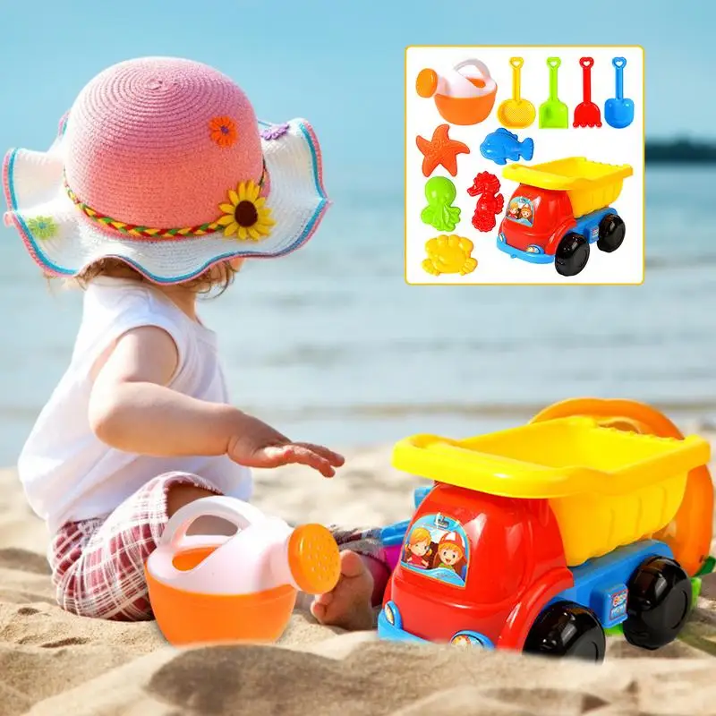 Kid Beach Toy Set Beach Castle Sand Water Toys Sand Toys For Toddlers Kids Outdoor Play With Sand Buckets Trucks And Sand Molds