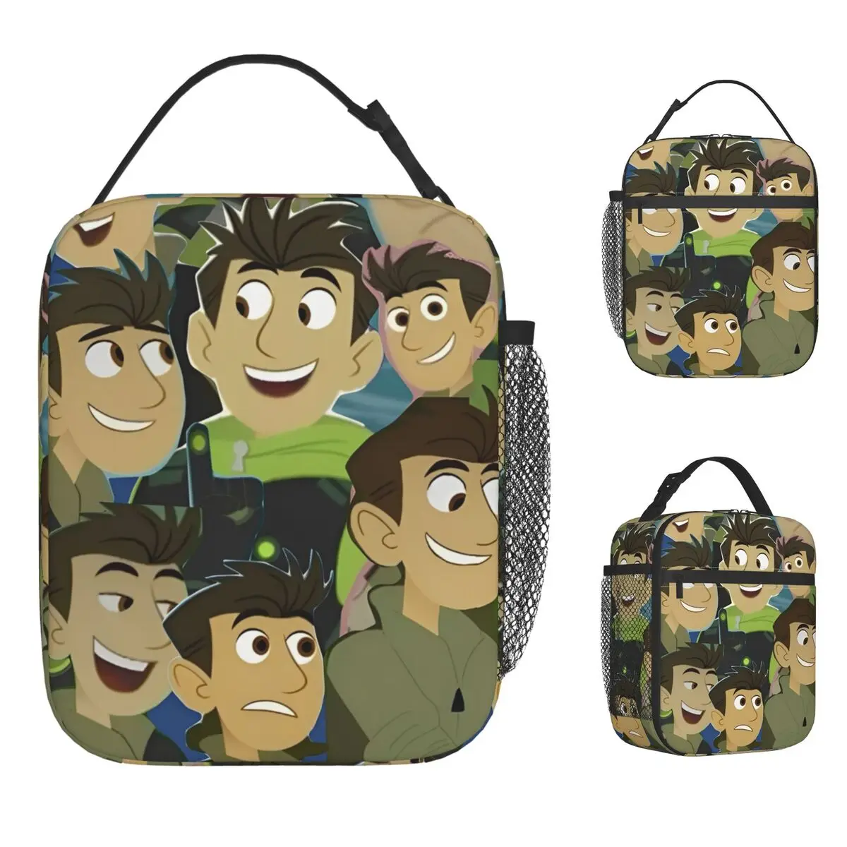 Borsa per il pranzo Wild Kratts per le donne Scatola per il pranzo con stampa anime Divertente borsa termica per picnic all'aperto Borse per alimenti Oxford isolate portatili