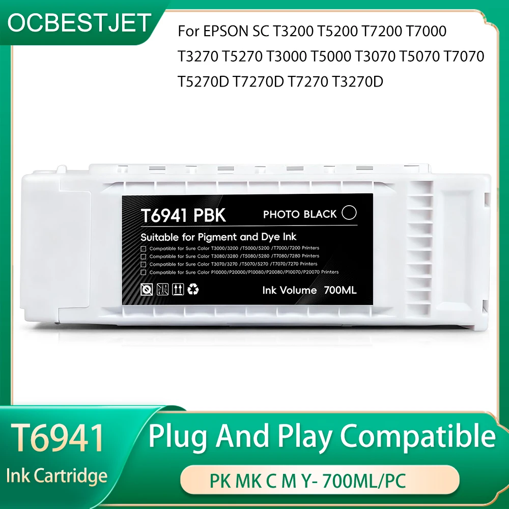 T6941 T6945 Ink Cartridge Filled 700ml Ink For Epson SureColor T3000 T3200 T3270 T3720 T5000 T5200 T5270 T5720 T7000 T7200 T7270
