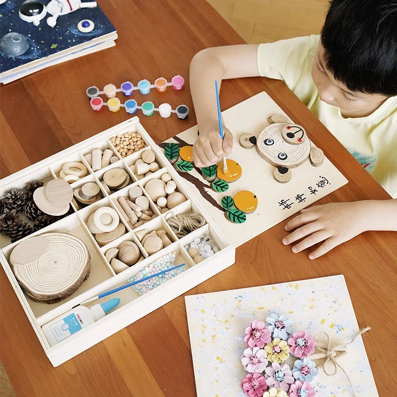 DIY-Malset aus Holz für Kinder – Lernpuzzle zum Ausmalen, Zusammenbauen, Spielzeug, Geschenkset