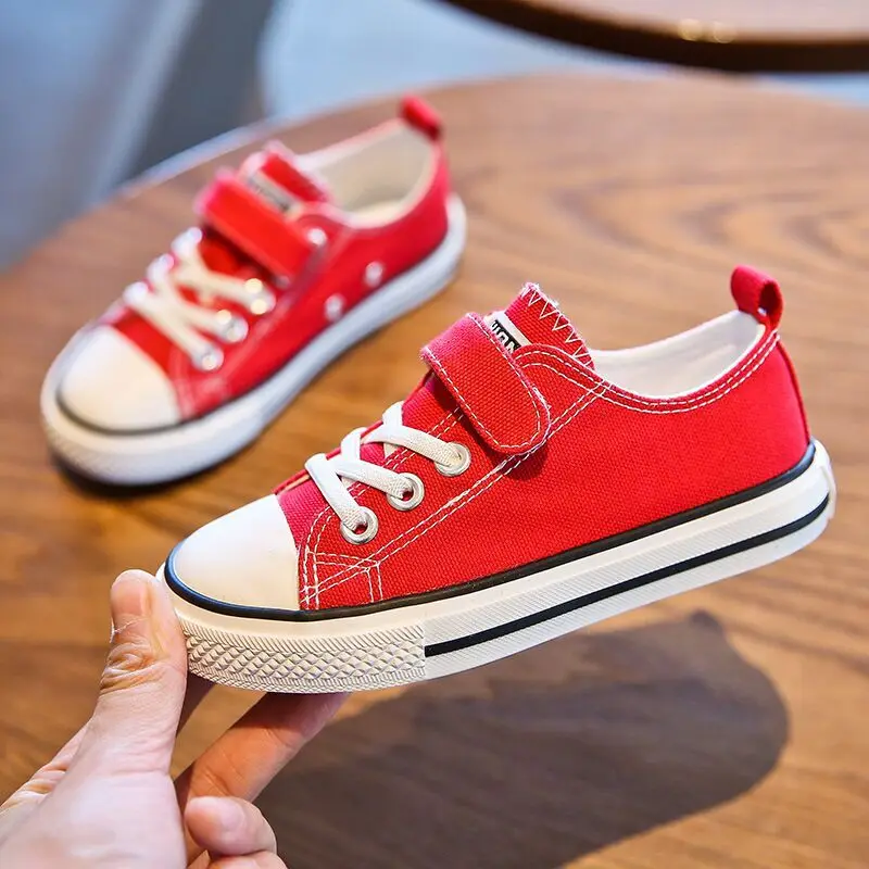 

Children Non Slip Sports Shoes Spring Fall Low Top Flat Boy Girls Students Toddler White Sneakers Kids Canvas Casual Cloth Shoes