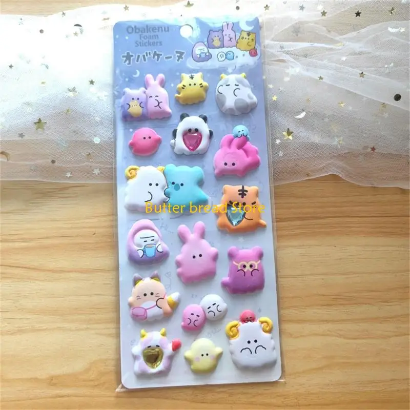 W89C Animal Foam Sticker Scrapbooking Decorative Sticker for Notebook Journal Phone