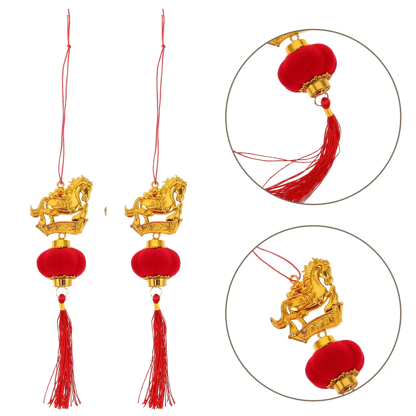 10Pcs Golden Chinese Zodiac Horse Charms Spring Festival Hanging Ornaments Lunar New Year Tree Decoration Prosperity Pendant Set