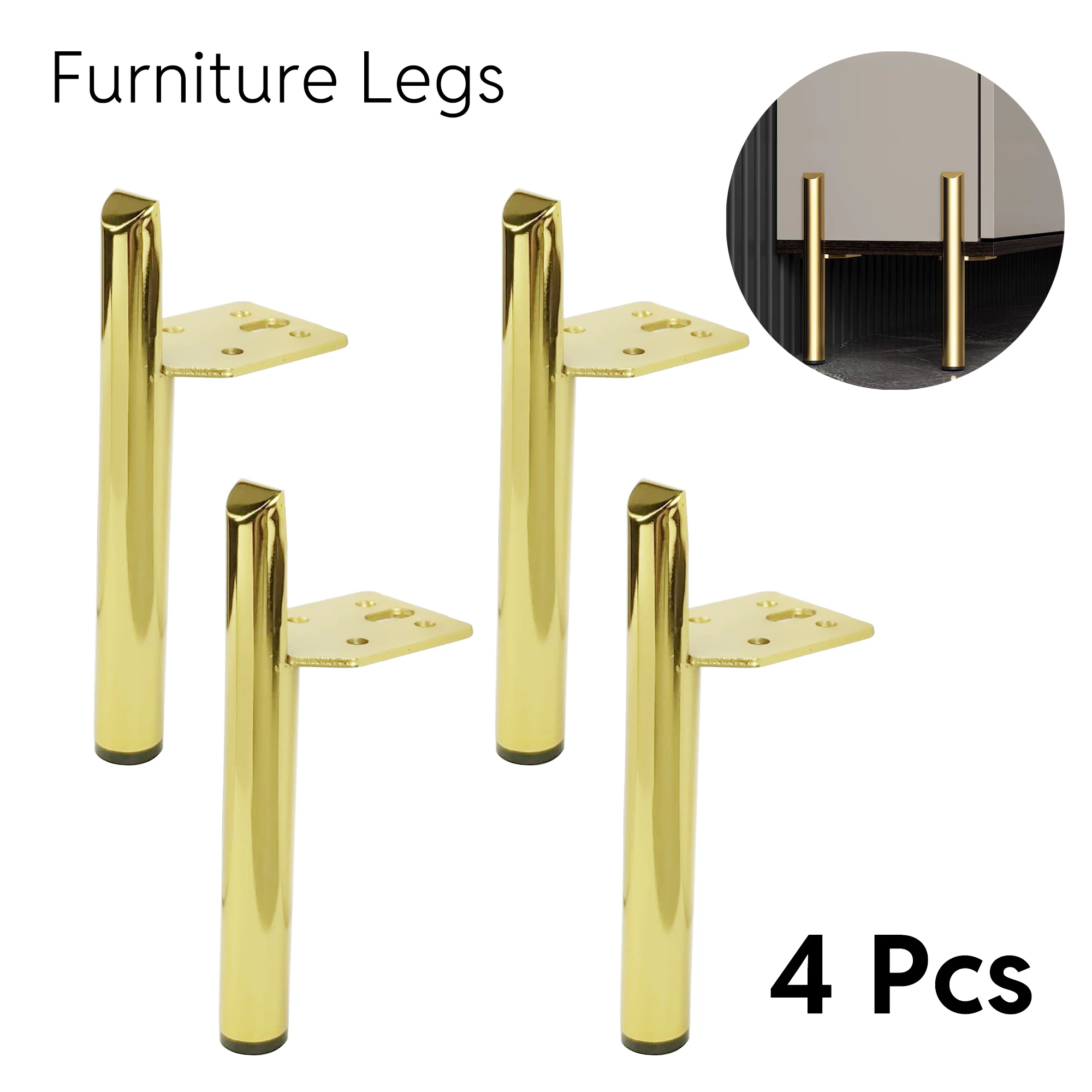 

4 шт., современные золотые металлические ножки для мебели, универсальные для журнальных столиков, кухонных шкафов, дивана, шкафа, поддержка мебельной фурнитуры