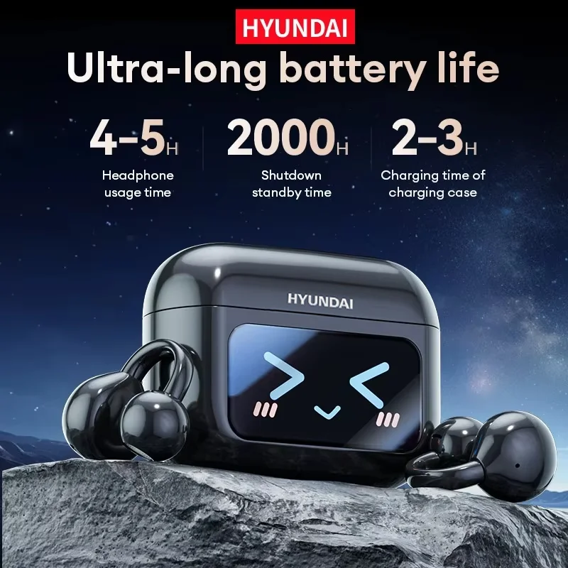 Choice HYUNDAI M100 Open Ear Gaming Earphones Sport Wireless Earbuds TWS Headset Hifi Sound Headphones With Mic For Android IOS
