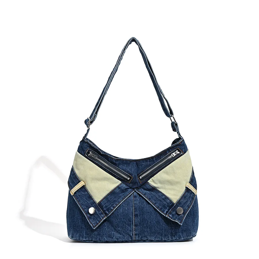 

Женская нишевая дизайнерская джинсовая сумка-тоут и сумка на плечо, Новое поступление 2025 года, трансформируемая сумка большой вместимости 발렌 Herr가