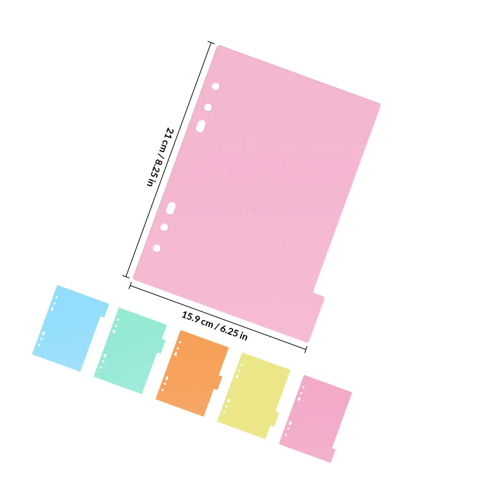 10Pcs Plastic Dividers Binder Index Tabs Colorful Translucent Labels for A5 Notebook Planner 6 Hole Tab Dividers for Study Work