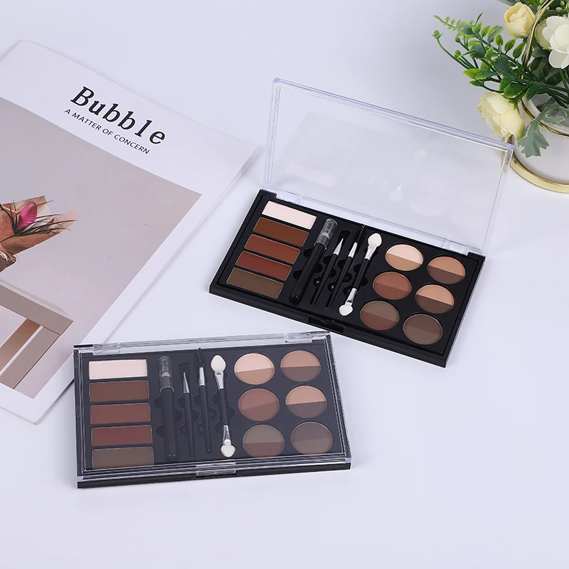 12Colors 3 in 1 Professional Eyebrow Kit Pro Palette Eyebrow Enhancers (New) Pomade Pencil Brush Drawing Tools