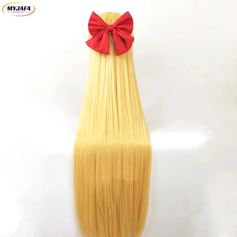 كاندي 2025 أنيمي بحار فينوس شعر مستعار تأثيري ميناكو أينو طويل الذهب مستقيم مقاومة للحرارة الشعر الاصطناعية هالوين شعر مستعار للحفلات + واي فاي