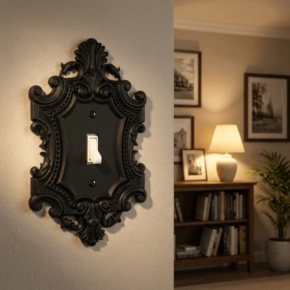 Plastic Switch Plate Cover Toggle Light Duplex Outlet Decorative Wall Switch Frame Carved Antique Carved Switch Cover Farmhouse