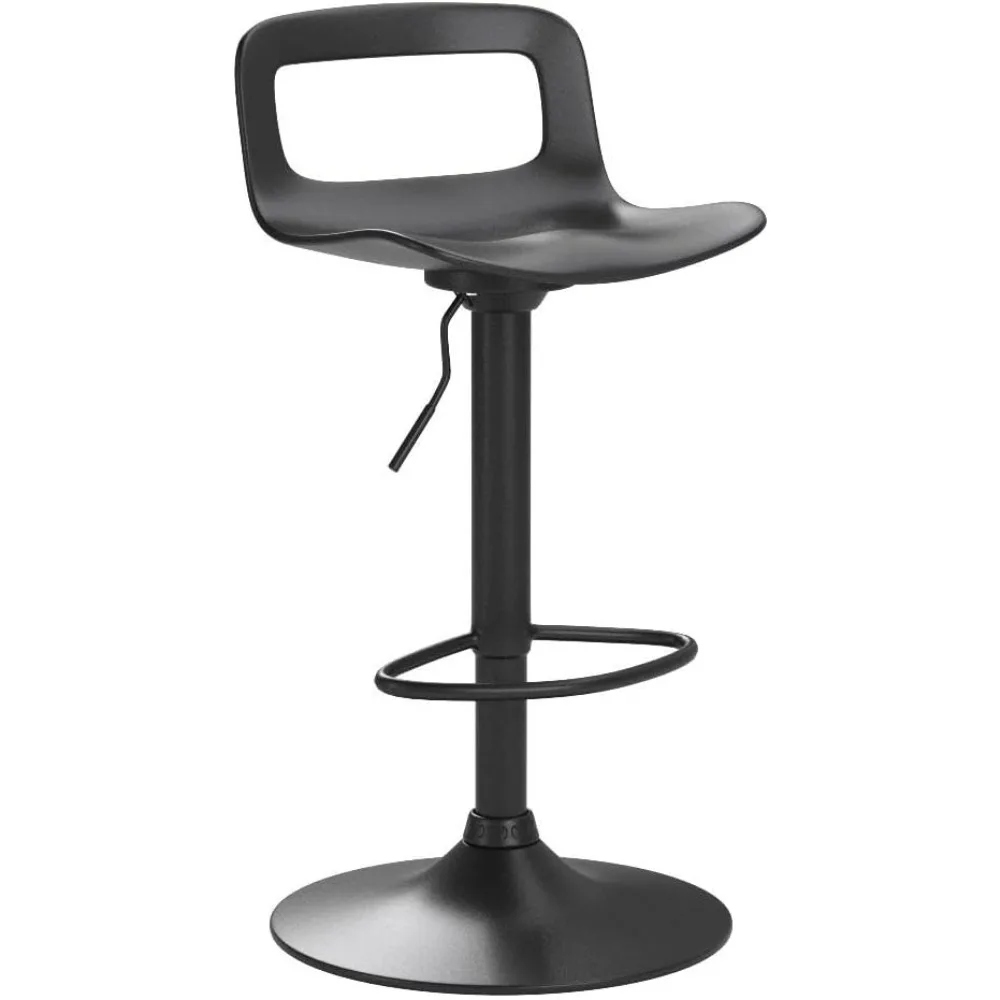 Conjunto de 2 bancos de bar modernos de plástico com altura de balcão ajustável e giratório (preto fosco)