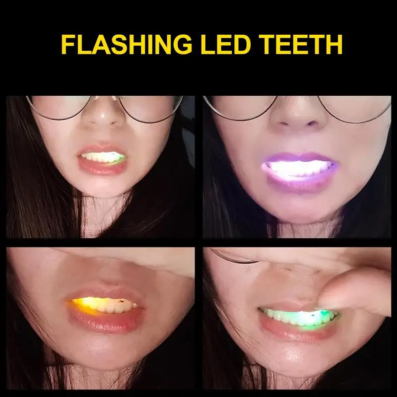 LED Light Up Mouth Braces Piece Glow Teeth Halloween Party Glow LED Teeth Flashing For Halloween Party Rave Glow Party Supplies