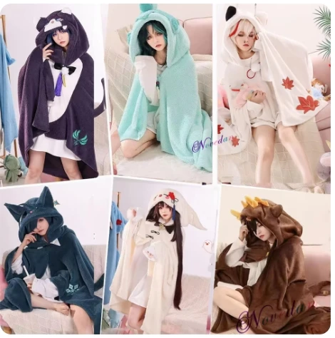 Xiao Hu Tao Ghost Wanderer Traveler Kazuha Cosplay Blanket Cloak Cloak Funny Wool Pajamas Anime Costume Hoodie