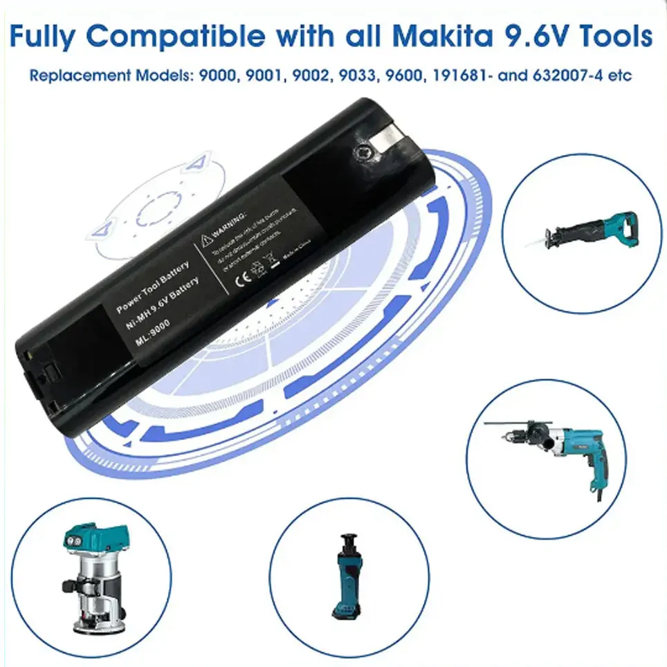 Imagem -03 - Bateria Recarregável de Substituição para Makita Ferramentas Elétricas 9.6v 4800mah Ni-mh 9000 9001 9002 9033 9600 Novo 100