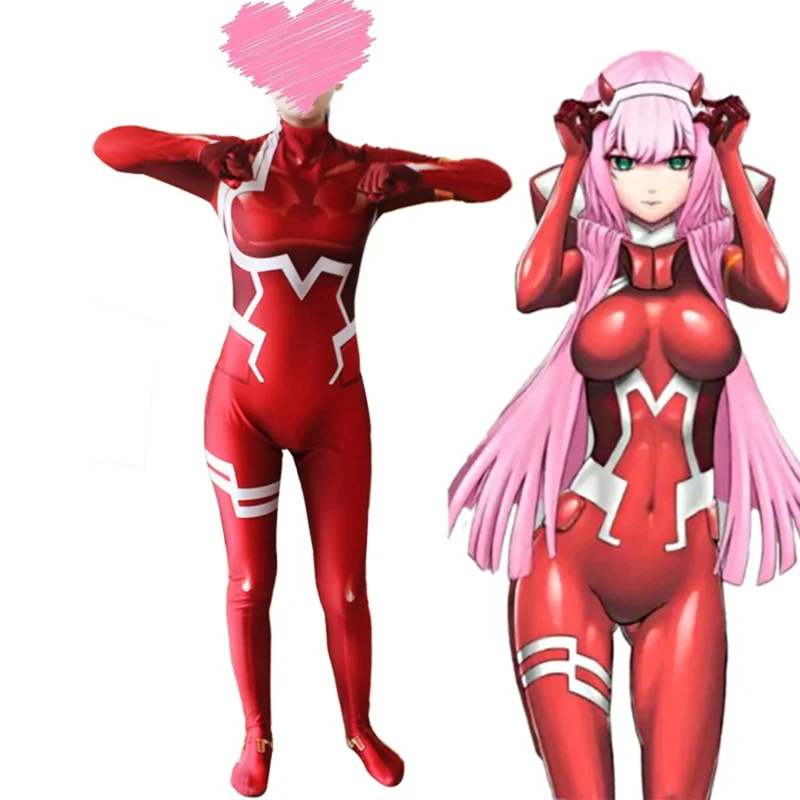 2025 ♥   Nuevo Zero Two Cosplay disfraces mono Anime Darling in the Franxx 02 mono traje de cuerpo peluca mujer fiesta de Halloween Cos ☆ ★