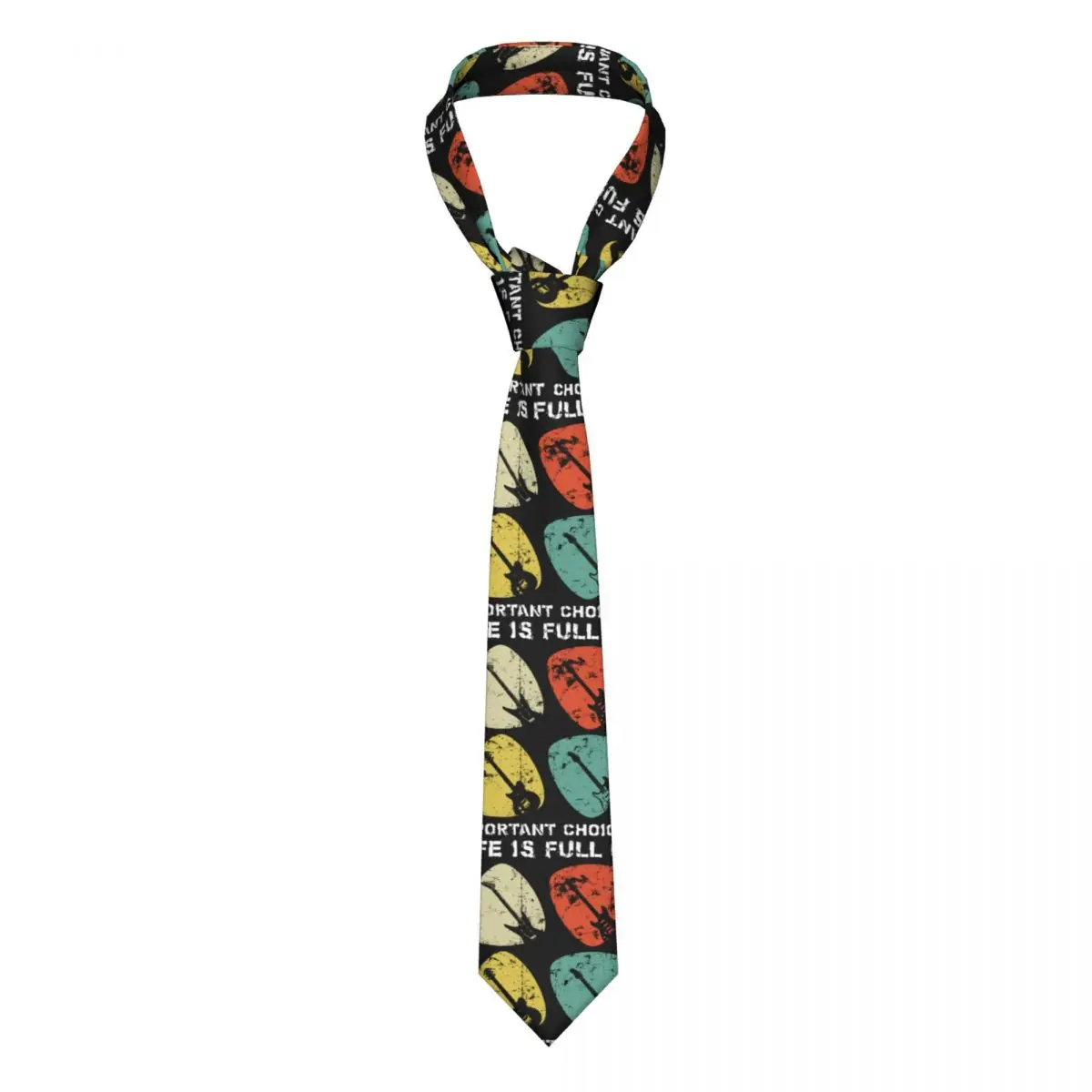 

Life Is Full Of Important Choices Necktie Men Women Polyester 8 cm Gifts Guitar Lover Neck Tie Casual Narrow Suits Accessories