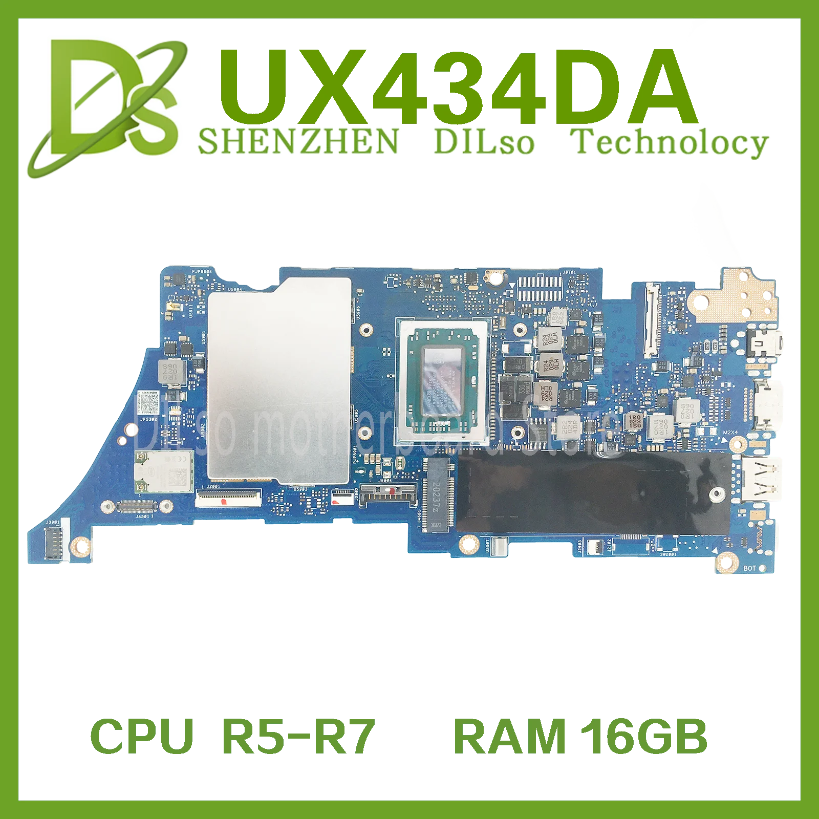 

KEFU UX434DA Mainboard For ASUS Zenbook 14 UM433D UX434DA UX434D UM433 Laptop Motherboard W/16GB-RAM R5-3500U R7-3700U 100% Work