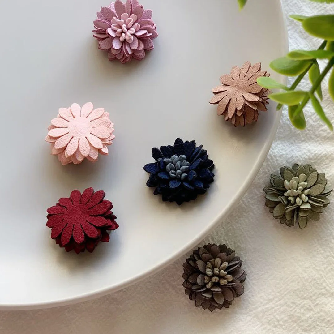 10pcs Classical 2.5cm Mini Solid Fabric Flower Handmade DIY Wedding Flower Hair Cloth Accessories 8 colors