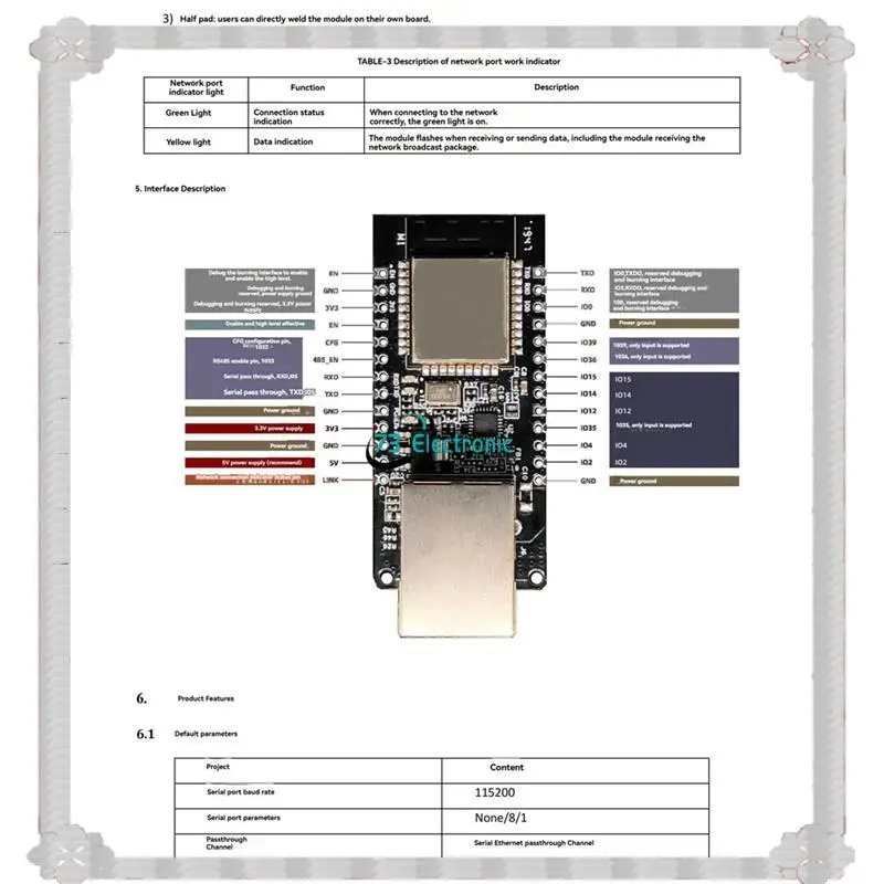 24-Hour Delivery WT32-ETH01 ESP32 Wireless Module Serial Port Networking Bluetooth + Wifi Combo Gateway Module WT32 ETH01